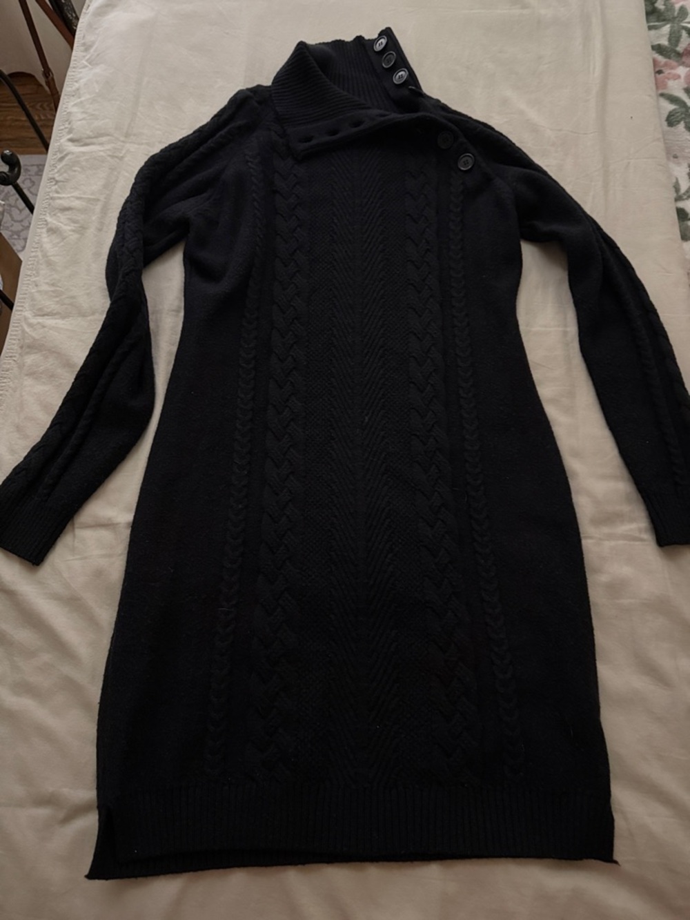 Grace Karin Black Cable Knit Long Sleeve Sweater Dress